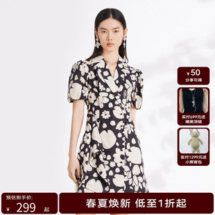 线上专享hply 新款 女度假印花衬衫 连衣裙HDD young荷比俪夏季