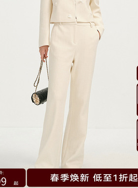 【商场同款】HPLY荷比俪25春季新款女丝绒休闲宽松潮流风格休闲裤