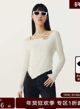 HPLY荷比俪春季新款女镂空领花边不规则针织衫HMD11650205