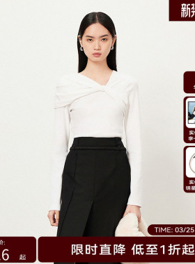 【商场同款】HPLY荷比俪冬季新款V领修身露背上衣HJD42610340-1