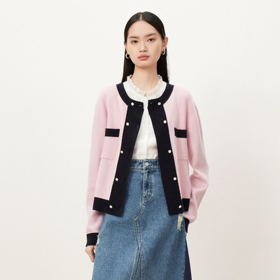 【商场同款】HPLY荷比俪秋季新款双排扣开衫针织衫HMD34650156