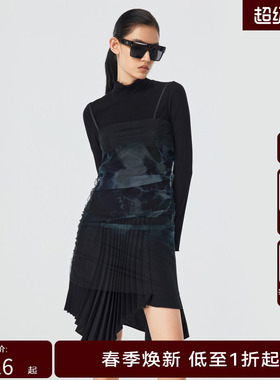 H·GENTEEL荷高春季新压褶设计时髦喷漆印花连衣裙GUD11750536