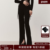 HPLY荷比俪季 HDD12410053 脚开叉长裤 新款 女腰侧抽褶裤