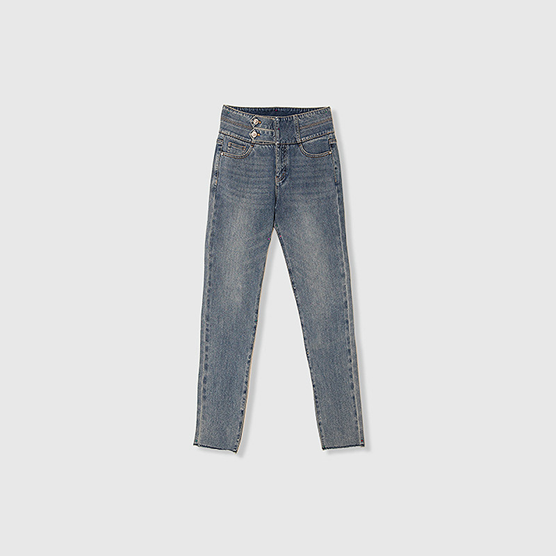 HPLY荷比俪春季新款女复古显瘦做旧感牛仔裤HYD12420021