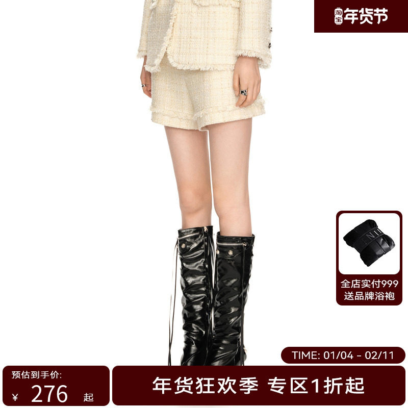 H·GENTEEL荷高2024新款春装女花纱小A双边下口设计短裤,女装/女士精品,休闲裤,淘宝优惠券,粉丝福利购,淘宝优惠卷