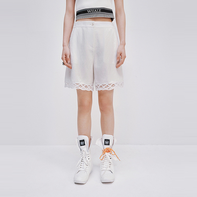 【商场同款】HPLY荷比俪2025夏新款女休闲通勤蕾丝气质通勤短裤