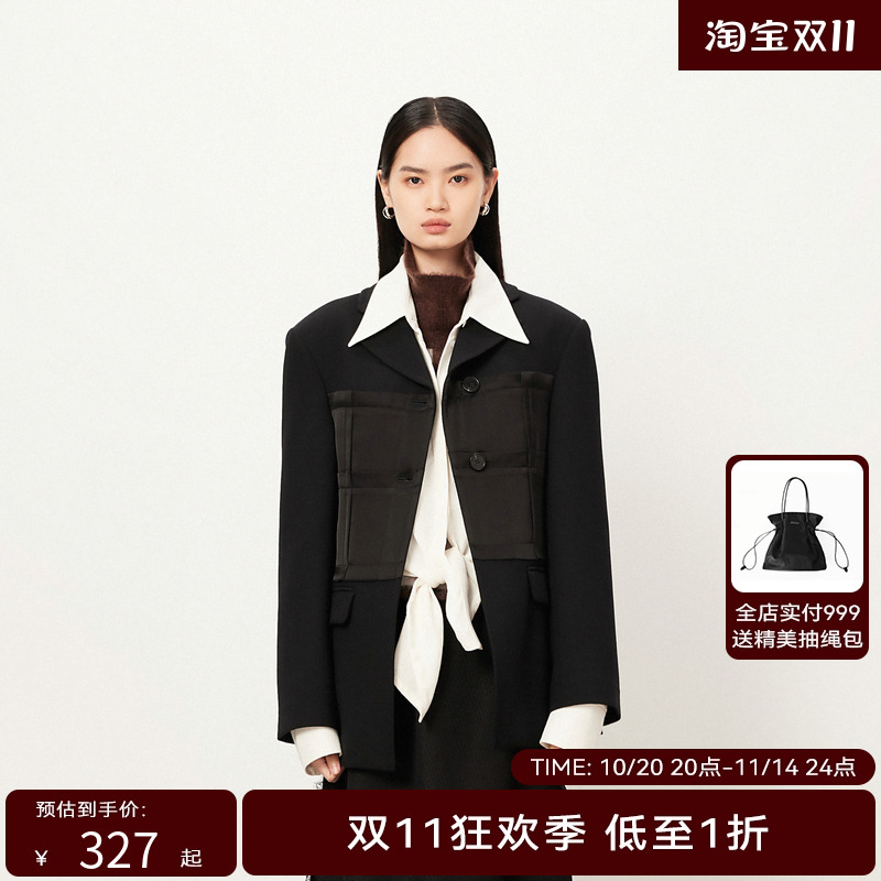 【商场同款】HPLY荷比俪冬季新款拼接收腰外套HJD42520346