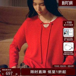 女套头灵感盘扣节风格 新款 HPLY荷比俪2025春季 针织衫 商场同款