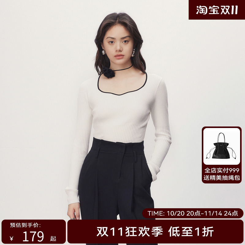 HPLY荷比俪季新款女气质衣领舒适针织上衣HDD12650175