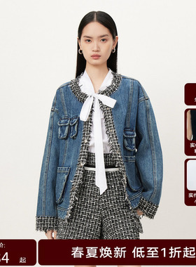 【商场同款】HPLY荷比俪秋季新款拼接牛仔外套HYD34530162