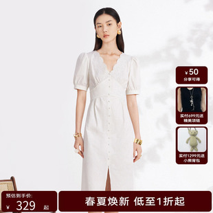 线上专享hply 新款 女法式 复古绣花连衣裙 young荷比俪夏季