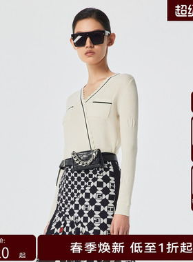 H·GENTEEL荷高春季新品风格款提花肌理毛衫GUD11650669