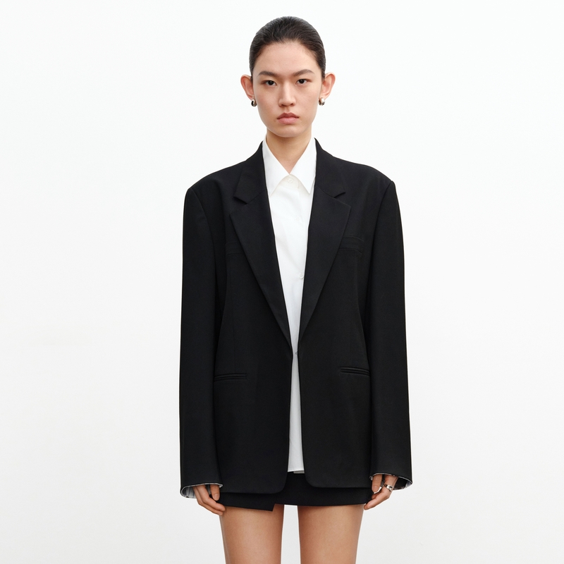 H·GENTEEL荷高新款秋装女假两件可脱卸衬衣领外套GUE33520671