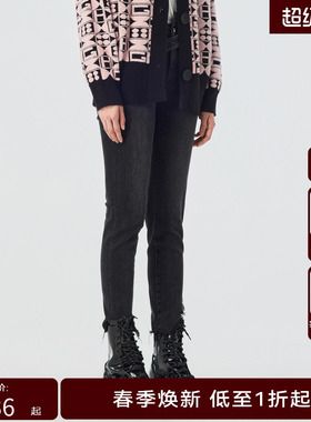 H·GENTEEL荷高 春新品经典款高腰九分小脚牛仔裤GUD11420591-1