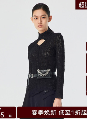 H·GENTEEL荷高新品风格款几何镂空针织上衣GUD11610612