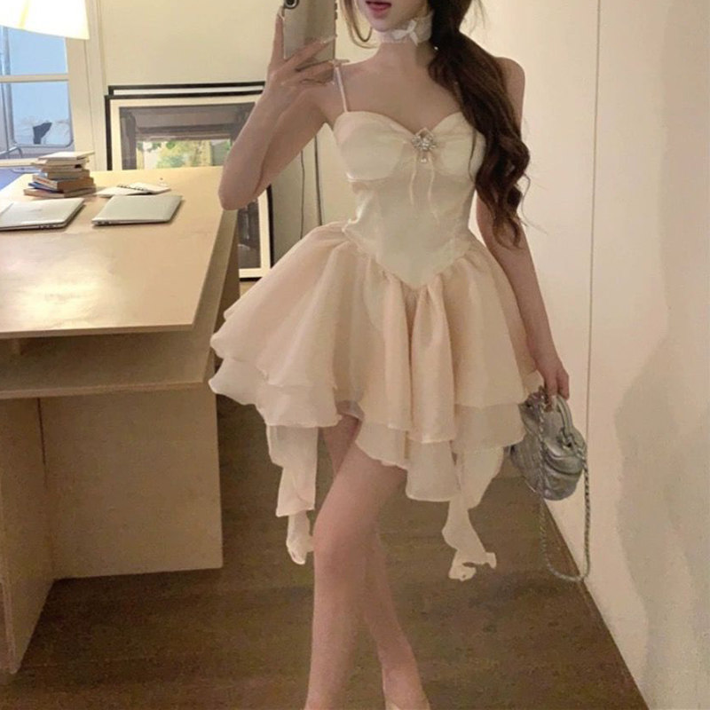 法式甜辣妹名媛小香风吊带连衣裙