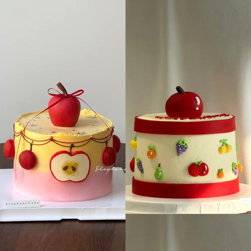 苹果蛋糕装饰摆件水果红苹果