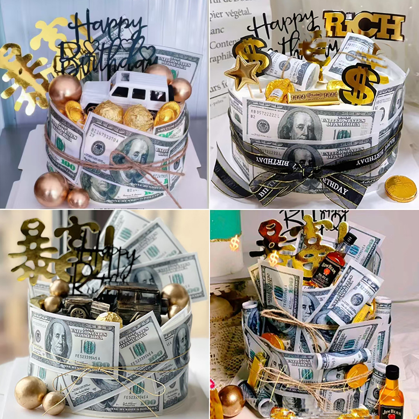 网红美元钞票主题生日蛋糕装饰男士糯米纸钞票送爸爸男友装扮,节庆用品/礼品,蛋糕/烘焙装饰用品,淘宝优惠券,粉丝福利购,淘宝优惠卷