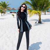 套装 水母服防晒泳衣浮潜衣潜水服分体女长袖 游泳显瘦大码 裙式 长裤