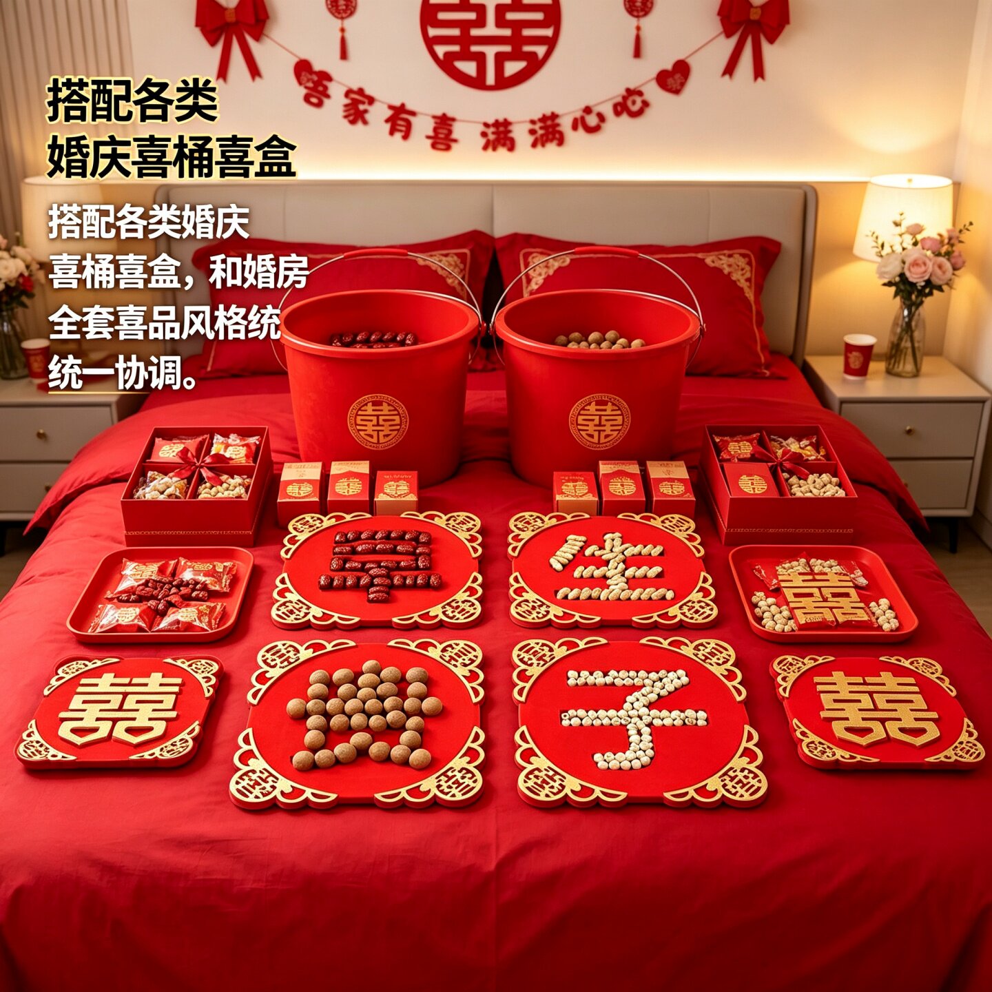 早生贵子摆件凹槽模具干果套装