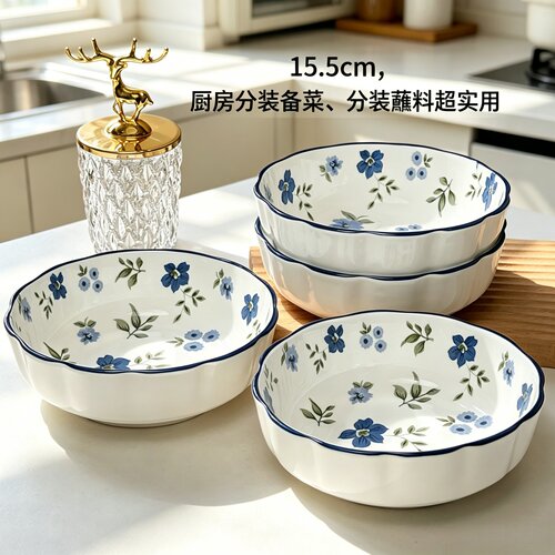 日式清新碎花家用盛菜陶瓷餐具碗
