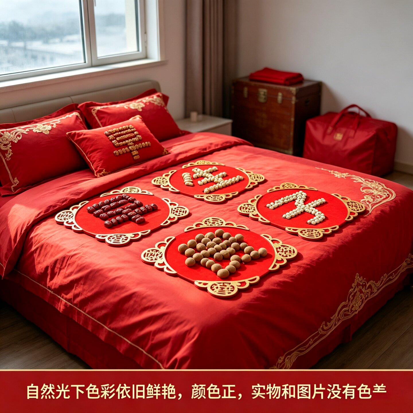 订婚房布置中式婚庆喜盘道具