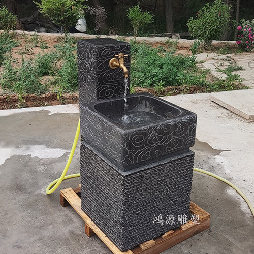 青石雕洗手盆户外庭院洗手台水池花岗岩拖把池水槽石头拖地盆家用