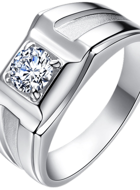 925银戒指男士霸气白金色大男戒