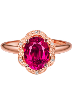 克拉红刚玉爱情戒指银饰品