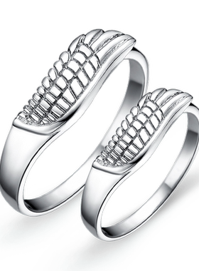 沁缘天使之翼银饰品礼物情侣对戒