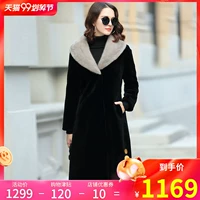 Mùa đông 2019 mới của phụ nữ Hained cừu xé lông chồn chéo áo lông dài mỏng - Faux Fur áo lông