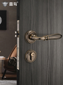 雷鸟美式 房门锁室内卧室家用通用型实木门锁仿古分体静音磁吸锁具