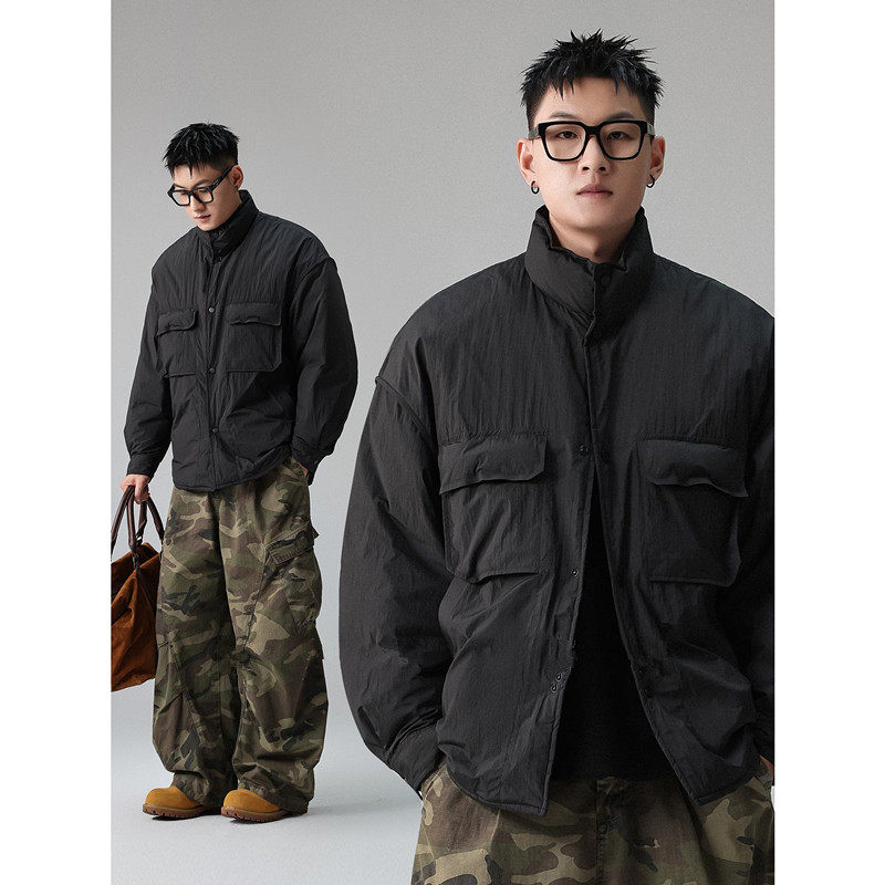 白鸭绒多口袋工装立领轻薄羽绒服男冬季2025新款宽松外套潮,男装,羽绒服,淘宝优惠券,粉丝福利购,淘宝优惠卷