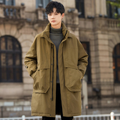 男士 白鸭绒加厚保暖派克外套青少年风衣 新款 中长款 羽绒服2025冬季