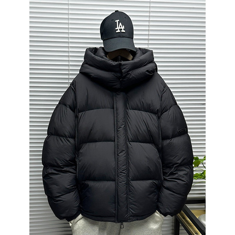 黑色高充绒量羽绒服男冬季新款加厚90白鸭绒极寒连帽短款保暖外套