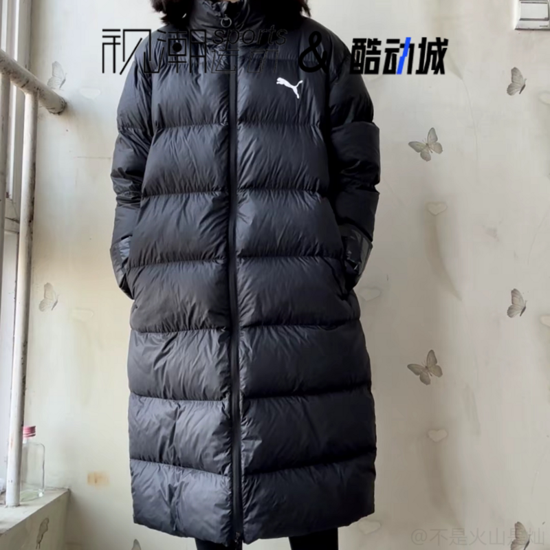Puma彪马黑色男女百搭立领防风保暖运动休闲长款羽绒服688798-01
