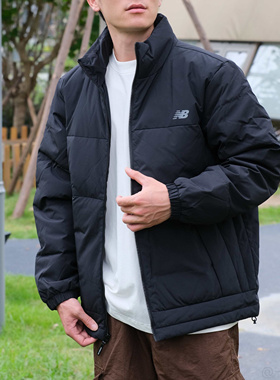 New Balance NB黑色男女百搭立领保暖运动休闲羽绒服AMJ53362-BK