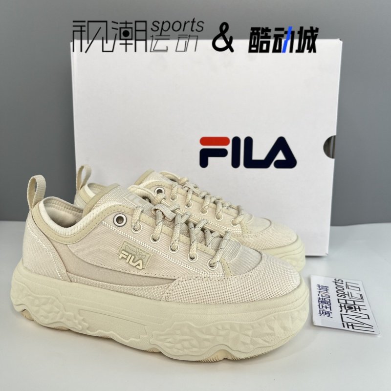 FILA斐乐岩石鞋 泡沫白女子休闲耐磨低帮透气帆布鞋F12W421301FWG