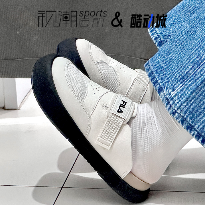 FILA斐乐勃肯鞋 豆腐白女子一脚蹬休闲元气半拖凉鞋F12W521504FTF