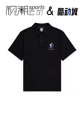 New Balance NB 黑色男女翻领字母印花休闲短袖Polo衫NFE26061-BK