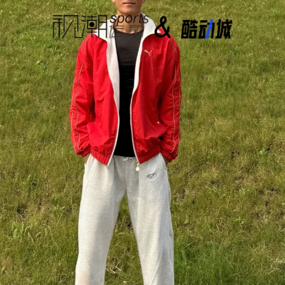 彪马红色夹克外套立领运动休闲
