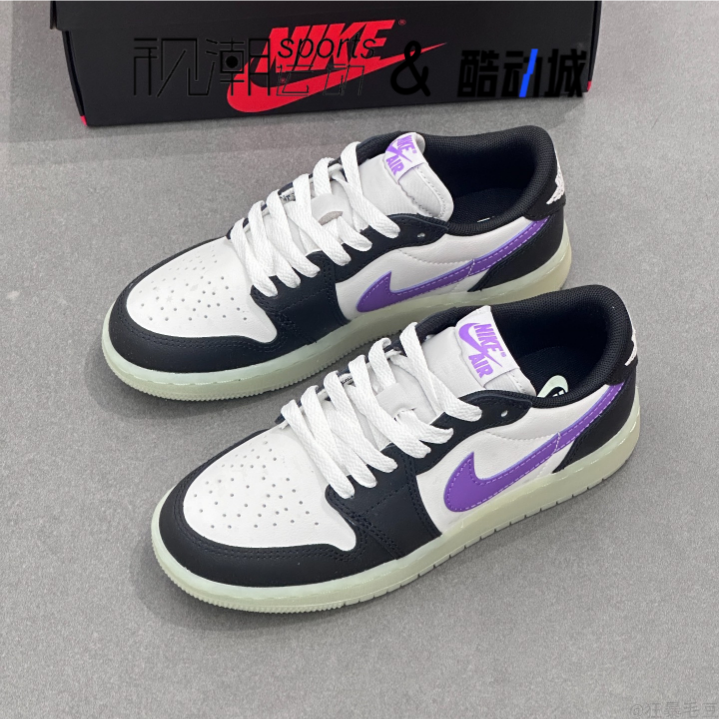AJ1黑白紫大童耐磨运动休闲板鞋