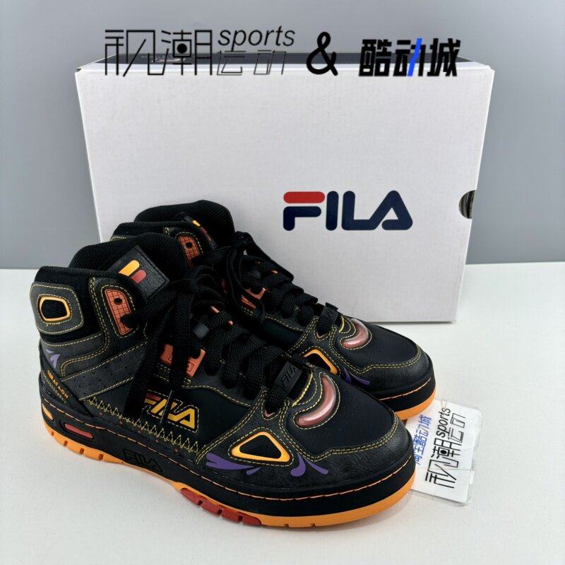 FILA斐乐teratach黑紫男子耐磨运动休闲复古篮球鞋T12M243217FPB