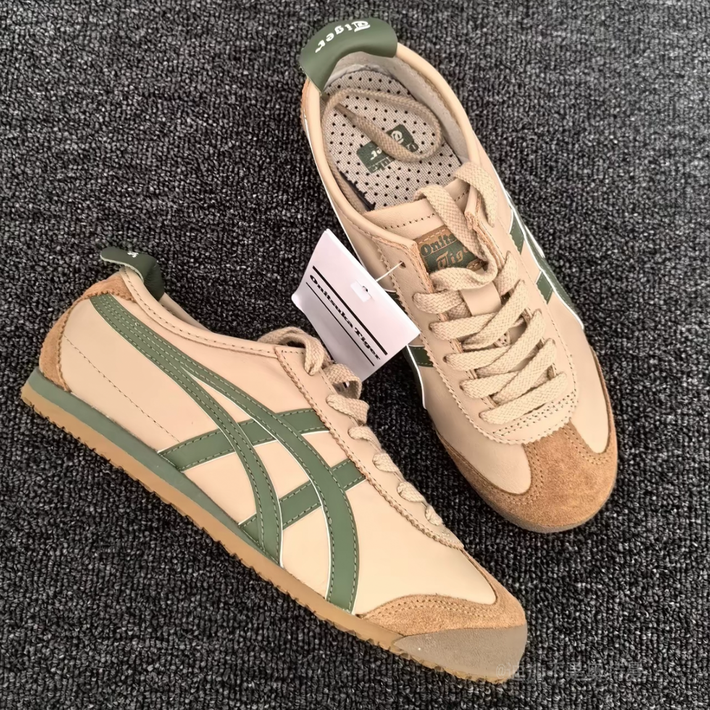 Onitsuka Tiger鬼塚虎MEXICO 66米棕绿男女复古休闲鞋DL408-1785
