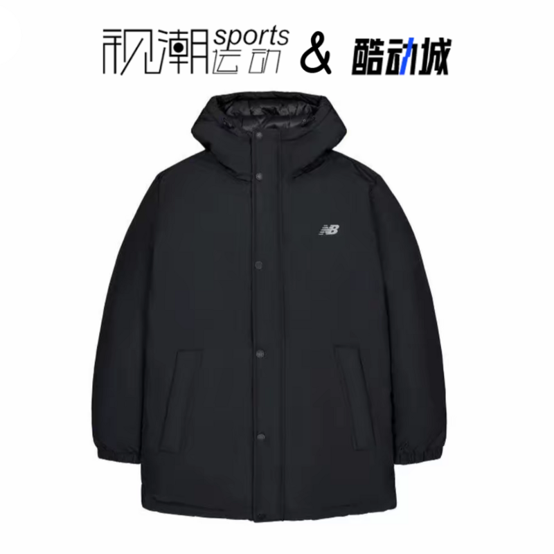 NB黑色保暖运动休闲连帽羽绒服