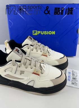 FILA斐乐潮牌Bank 酷板鞋2代 白黄女子舒适防滑板鞋T12W442906FAC