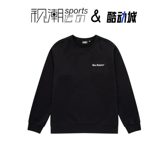 NB黑色圆领长袖套头卫衣运动休闲