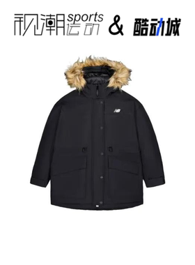 New Balance NB 黑色女子中长款保暖防泼水鸭绒羽绒服AWJ43353-BK