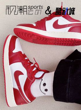 Air Jordan 1 AJ1白红男女大童耐磨休闲运动复古篮球鞋FJ3465-160