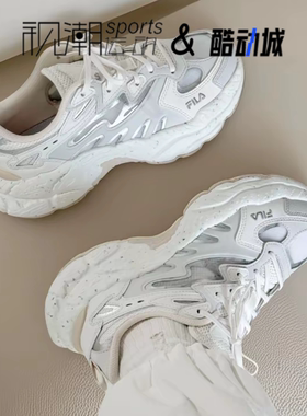 FILA斐乐蕨草鞋 灰白女透气厚底舒适运动休闲老爹鞋F12W421106FOB